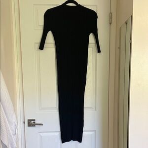 Roolee Black Long Sleeve Ribbed Dress